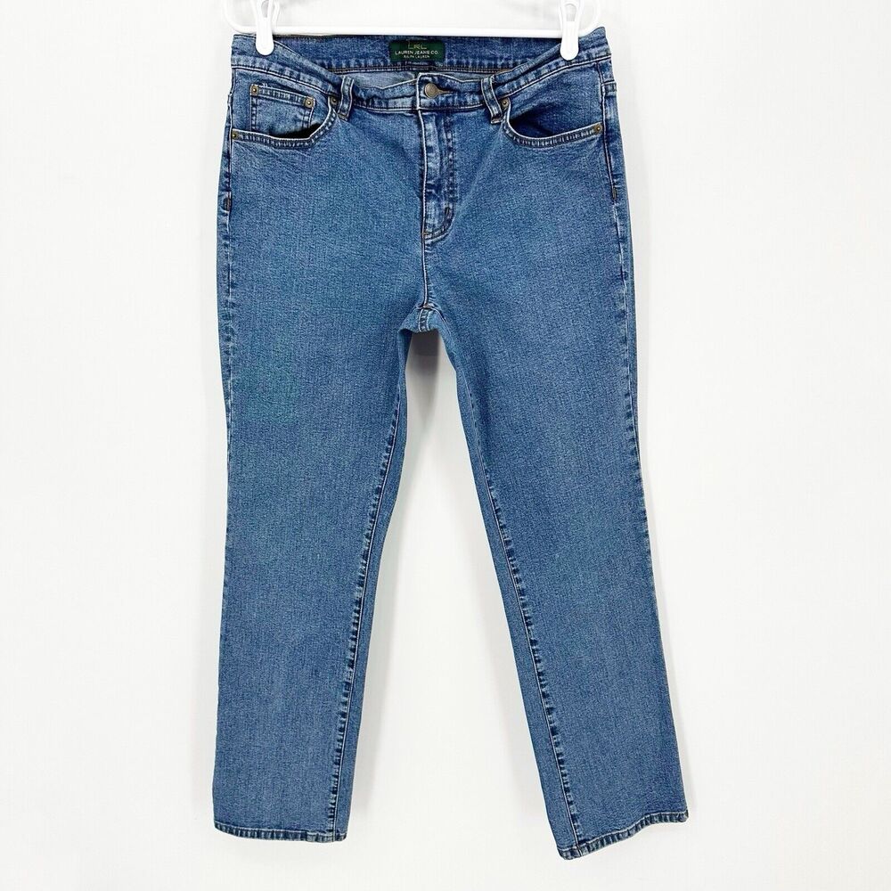 Lauren‎ Ralph Lauren Womens Classic Straight Jeans 12 Blue Medium Wash Stretch